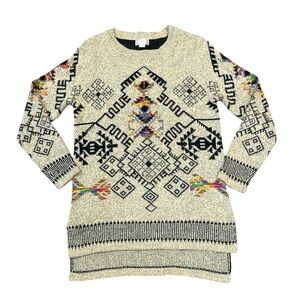 Kamana Aztec Southwestern Sweater Hi Low Crew Neck Size Large